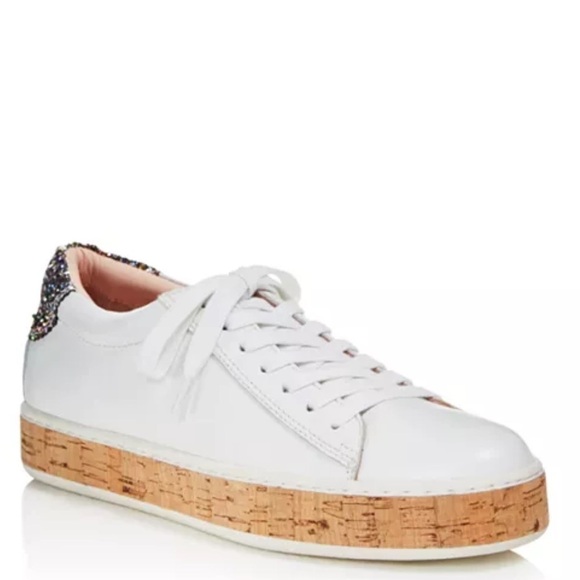 Kate Spade Amy platform sneaker women’s 6 six cork white glitter - Picture 1 of 6